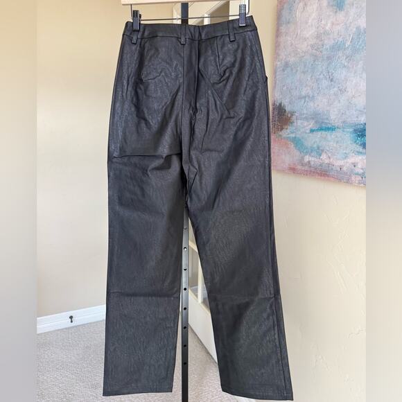 New Backyard Roses High Waisted Wide Leg Faux Leather Pants Women’s Small Black - Picture 5 of 6
